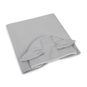 Vaikiškas vaflinės medvilnės vonios pončas su gobtuvu ir kišene 70 × 60 cm GREY
