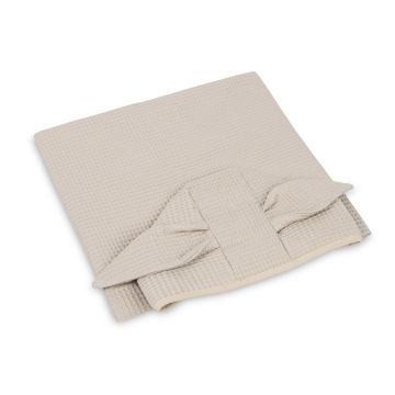 Vaikiškas vaflinės medvilnės vonios pončas su gobtuvu ir kišene 70 × 60 cm beige