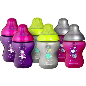 Tommee Tippee buteliukų rinkinys su žinduku 0m+ spalvoti 260ml 6vnt