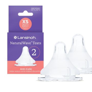 Lansinoh NaturalWave® Extra Slow Flow itin lėtos tėkmės žindukai naujagimiui, 2 vnt.