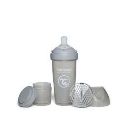 Twistshake buteliukas antikolikinis Pro Double 330ml pilkas 79042