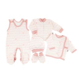 Kūdikio kraitelis - drabužėliai naujagimiui "Galaxy pink" 5 dalių