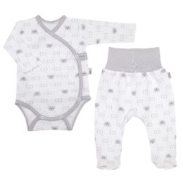 Drabužėliai kūdikiui "Bear glamour grey" balti 2 dalių 