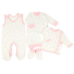 Kūdikio kraitelis - drabužėliai naujagimiui "Candy flowers" 5 dalių