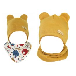 Kepurytė ir kaklaskarė kūdikiui "Love" - Mustard