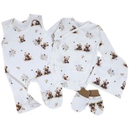 Kūdikio kraitelis - drabužėliai naujagimiui "Bear glamour" baltas  5 dalių internetu geresne kaina