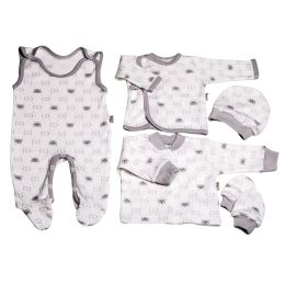 Kūdikio kraitelis - drabužėliai naujagimiui "Bear glamour" 5 dalių baltas