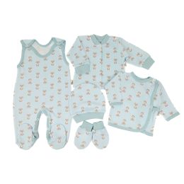 Kūdikio kraitelis - drabužėliai naujagimiui "Fox blue" 5 dalių
