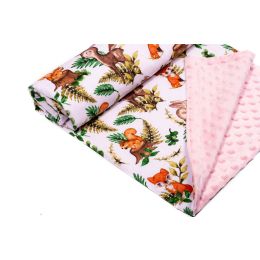 Pledas kūdikiui "Forest family" 100x75cm  rožinės spalvos