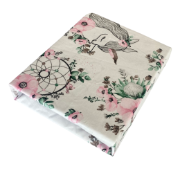 Paklodė su guma 120x60 "Unicorn"- medvilninė. Su vienaragiu