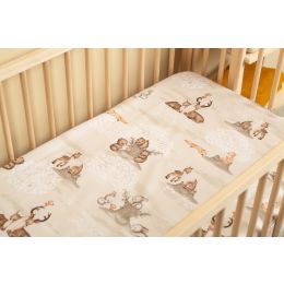 Paklodė su guma 120x60 "Golden goose pink"- medvilninė