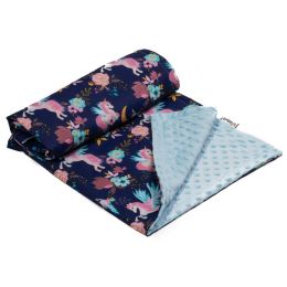 Pledas kūdikiui "UNICORNS" 100x75cm  melsvas