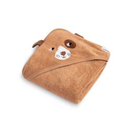 Rankšluostis kūdikiui "Nature" su gobtuvu 100x100 cm "frotte" smėlio spalvos